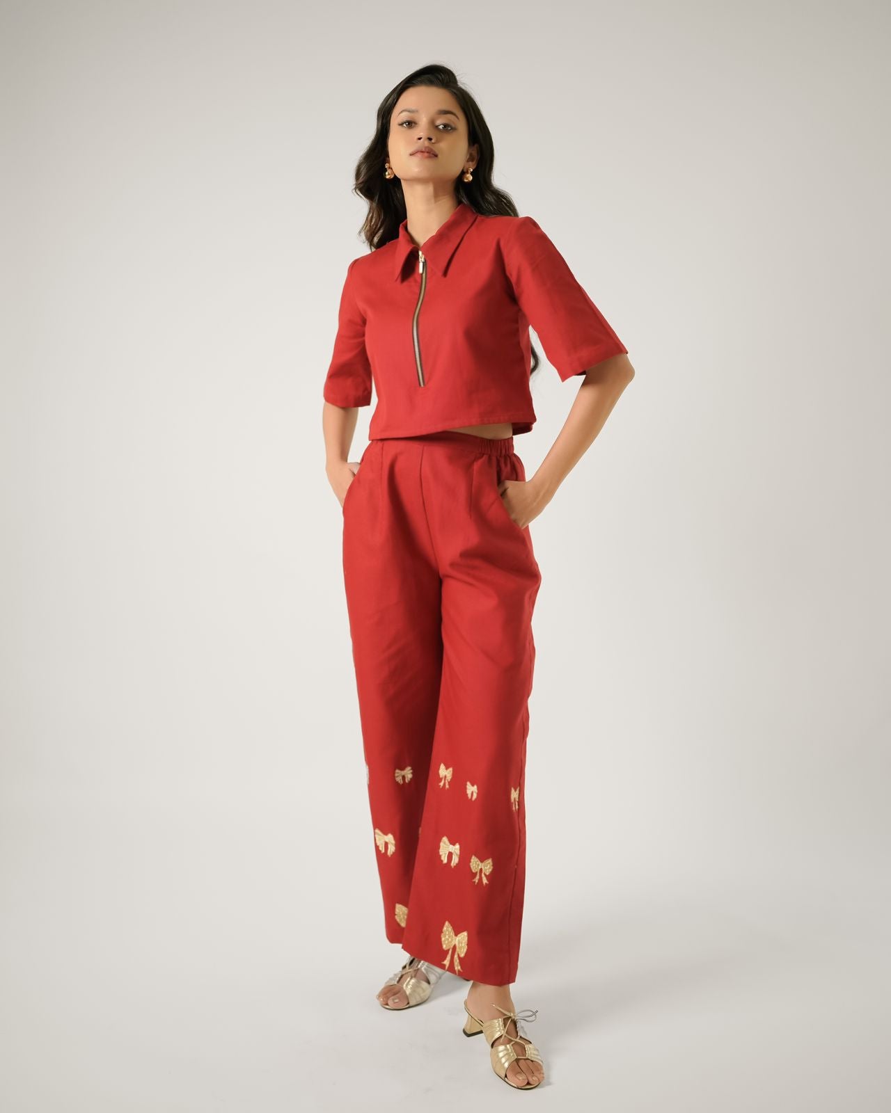 Tinsel Co-ord Set - Red